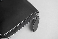 Handmade Leather Mens Cool Slim Leather Zipper Wallet Men Small Wallets Bifold for Men - imessengerbags