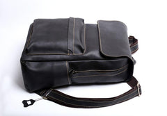 Genuine Leather Mens Cool Backpack Sling Bag Large Black Travel Bag Hiking Bag for men - imessengerbags