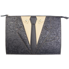 Handmade Leather Floral Tooled Mens Clutch Cool Slim Wallet Zipper Clutch Wristlet Wallet for Men - imessengerbags