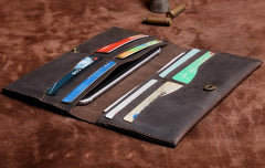 Handmade Leather Mens Cool Long Leather Wallet Clutch Wristlet Wallet for Men - imessengerbags