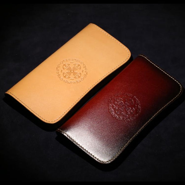 Handmade Leather Mens Cool Travel Long Wallet Card Slim Clutch Wallets for Men - imessengerbags