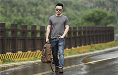Oil Wax Canvas Mens Cool Backpack Sling Bag Large Sport Bag Travel Bag Hiking Bag for men