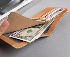 Handmade Leather Mens Cool Slim Leather Wallet Men Small Wallets Bifold for Men - imessengerbags