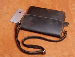 Handmade Leather Mens Cool Messenger Bag Chest Bag Bike Bag Cycling Bag for men