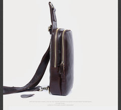 Handmade Leather Mens Cool Chest Bag Sling Bag Crossbody Bag Travel Bag Hiking Bag for men