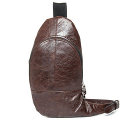Cool Brown Leather Mens  Sling Bags Brown Crossbody Pack Chest Bag for men - imessengerbags