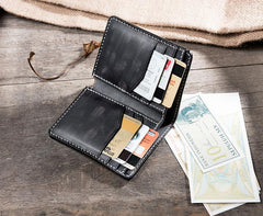 Handmade Leather Mens Cool Slim Leather Wallet Men Small Wallets Bifold for Men - imessengerbags