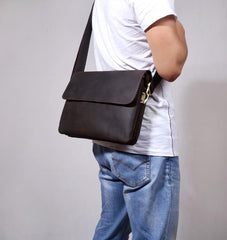 Handmade Leather Mens Cool Messenger Bag Chest Bag Bike Bag Cycling Bag for men