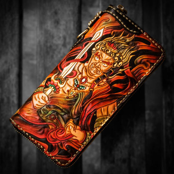 Handmade Leather Acalanatha Mens Chain Biker Wallet Cool Leather Wallet With Chain Wallets for Men - imessengerbags