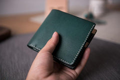 Handmade Leather Mens Cool Slim Leather Wallet Men Small Wallets Bifold for Men Women - imessengerbags