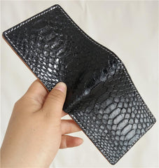 [On Sale] Handmade Cool Mens Snake Skin Small Wallet Slim billfold Wallets with Zippers