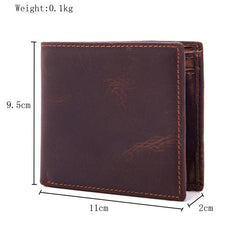 Handmade Leather Mens Cool Slim Leather Wallet Card Wallet Holders Men Small Wallets Bifold for Men - imessengerbags
