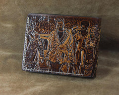 Handmade Leather Tooled TheWalkingDead Mens billfold Wallet Cool Leather Wallet Slim Wallet for Men - imessengerbags