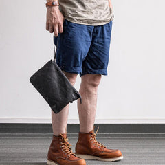 Genuine Leather Mens Cool Long Leather ipad bag Wrist Bifold Clutch Wallet for Men
