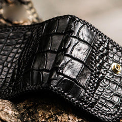 Handmade Leather Small Tooled Mens billfold Wallet Cool Chain Wallet Biker Wallet for Men