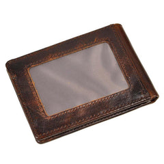 Handmade Leather Mens Cool Slim Leather Wallet Card Wallet Holders Men Small Wallets Bifold for Men - imessengerbags