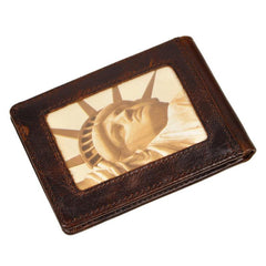 Handmade Leather Mens Cool Slim Leather Wallet Card Wallet Holders Men Small Wallets Bifold for Men - imessengerbags