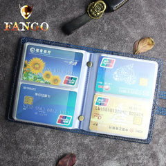 Handmade Leather Floral Mens Cool Short Wallet Card Holder Small Card Slim Wallets for Men