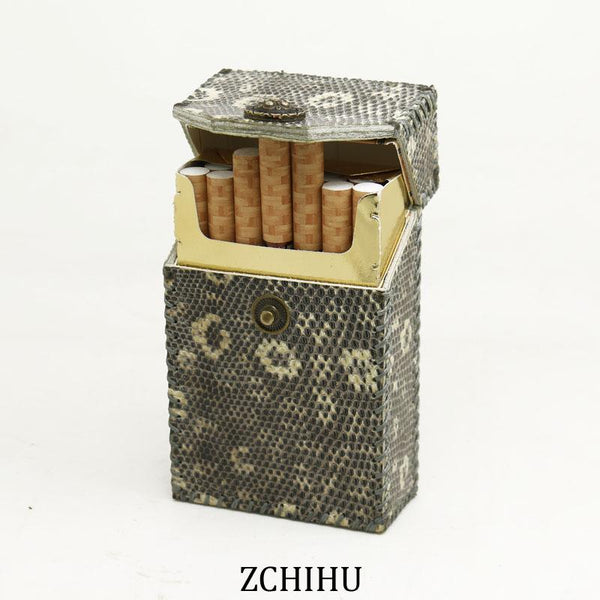 Handmade Cool Lizard Leather Mens Black Cigarette Holder Case Cigarette Holder for Men