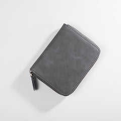 Handmade Leather Mens Cool Slim Leather Zipper Wallet Men Small Wallets Bifold for Men - imessengerbags