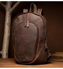 Brown Casual Mens Leather 15-inch Large Laptop Backpacks Brown Travel Backpacks School Backpacks for men - imessengerbags