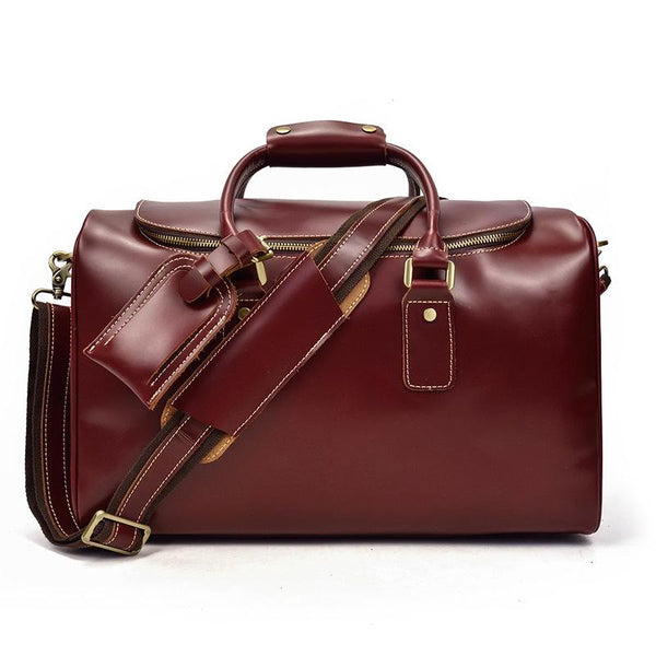 Cool Leather Mens Duffle Bag Travel Bag Weekender Bag Overnight Bag for Men