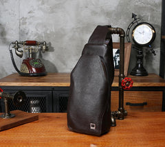 Leather Mens Sling Bag Sling Shoulder Bag Sling Backpack for men