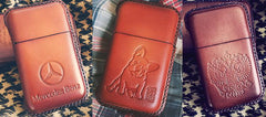 Green Leather Mens Cigarette Holder Case Vintage Custom Cigarette Case for Men - imessengerbags