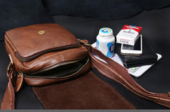 Genuine Leather Mens Cool Messenger Bag Square Bag Chest Bag Bike Bag Cycling Bag for men - imessengerbags