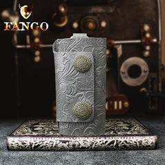 Handmade Leather Floral Mens Cool Car Key Wallet Coin Wallet Pouch Car KeyChain for Men - imessengerbags