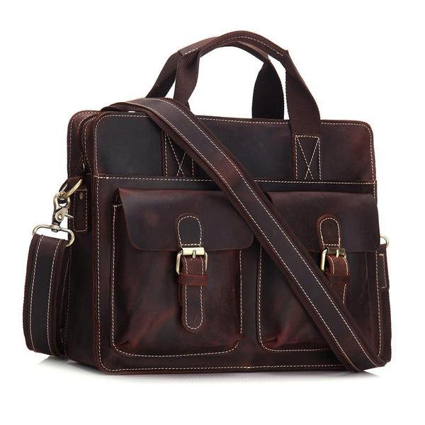Vintage Mens Leather Briefcase Business Handbag Shoulder Bags For Men - imessengerbags