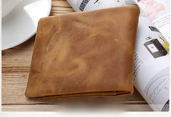 Handmade Leather Mens Cool Slim Leather Wallet Card Wallet Men Small Wallets Bifold for Men - imessengerbags