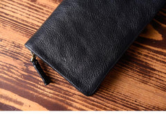 Genuine Leather Mens Cool Long Leather Wallet Bifold Clutch Wallet for Men