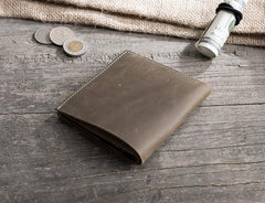 Handmade Leather Mens Cool Slim Leather Wallet Men Small Wallets Bifold for Men - imessengerbags