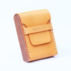 Handmade Wooden Leather Mens Cigarette Case Cool Beige Custom Cigarette Holder for Men - imessengerbags
