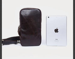 Handmade Leather Mens Cool Chest Bag Sling Bag Crossbody Bag Travel Bag Hiking Bag for men - imessengerbags