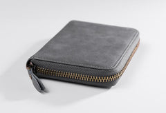 Handmade Leather Mens Cool Slim Leather Zipper Wallet Men Small Wallets Bifold for Men - imessengerbags