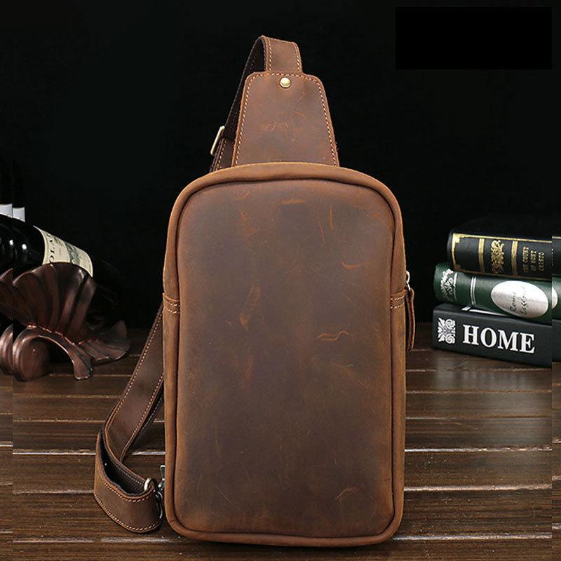 Cool Leather Mens Sling Shoulder Bag Sling Bags Chest Bag Sling Backpack for men