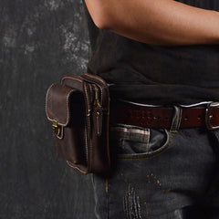 Leather Belt Pouch Mens Small Cases Waist Bag Hip Pack Belt Bag Fanny Pack Bumbag for Men - imessengerbags