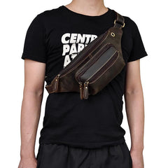 Vintage Leather Fanny Pack Mens Waist Bag Hip Pack Belt Bag for Men