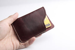 Handmade Leather Mens Cool Short Wallet Card Holder Small Card Slim Wallets for Men - imessengerbags