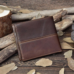 Handmade Leather Mens Cool Slim Leather Wallet Card Wallet Holders Men Small Wallets Bifold for Men - imessengerbags
