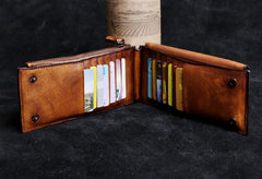Genuine Leather Mens Cool Long Leather Wallet Card Wallet Clutch Wristlet Wallet for Men - imessengerbags
