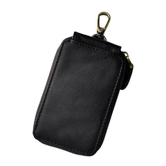 Vintage Leather Mens Small Key Zipper Wallets Cool Card Wallet for Men - imessengerbags