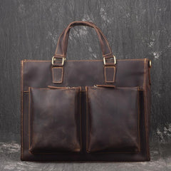 Men Leather Briefcase Bag Vintage Handbag Shoulder Bag For Men - imessengerbags