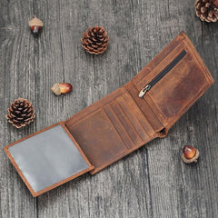 Handmade Leather Mens Cool Slim Leather Wallet Card Wallet Holders Men Small Wallets Trifold for Men - imessengerbags