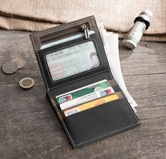 Handmade Leather Mens Cool Slim Leather Wallet Men Small Wallets Bifold for Men - imessengerbags