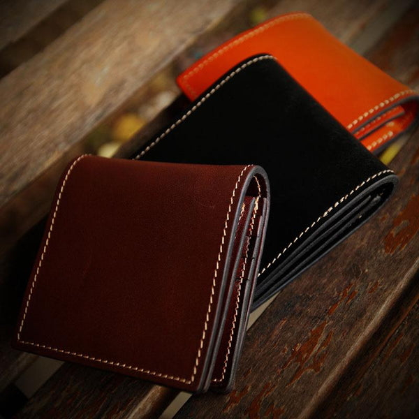 Handmade Leather Mens billfold Wallet Cool Slim Wallet Biker Wallet for Men - imessengerbags