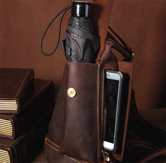 Genuine Leather Mens Cool Chest Bag Sling Bag Crossbody Bag Travel Bag Hiking Bag for men