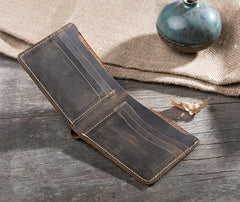 Handmade Leather Mens Cool Slim Leather Wallet Men Small Wallets Bifold for Men - imessengerbags